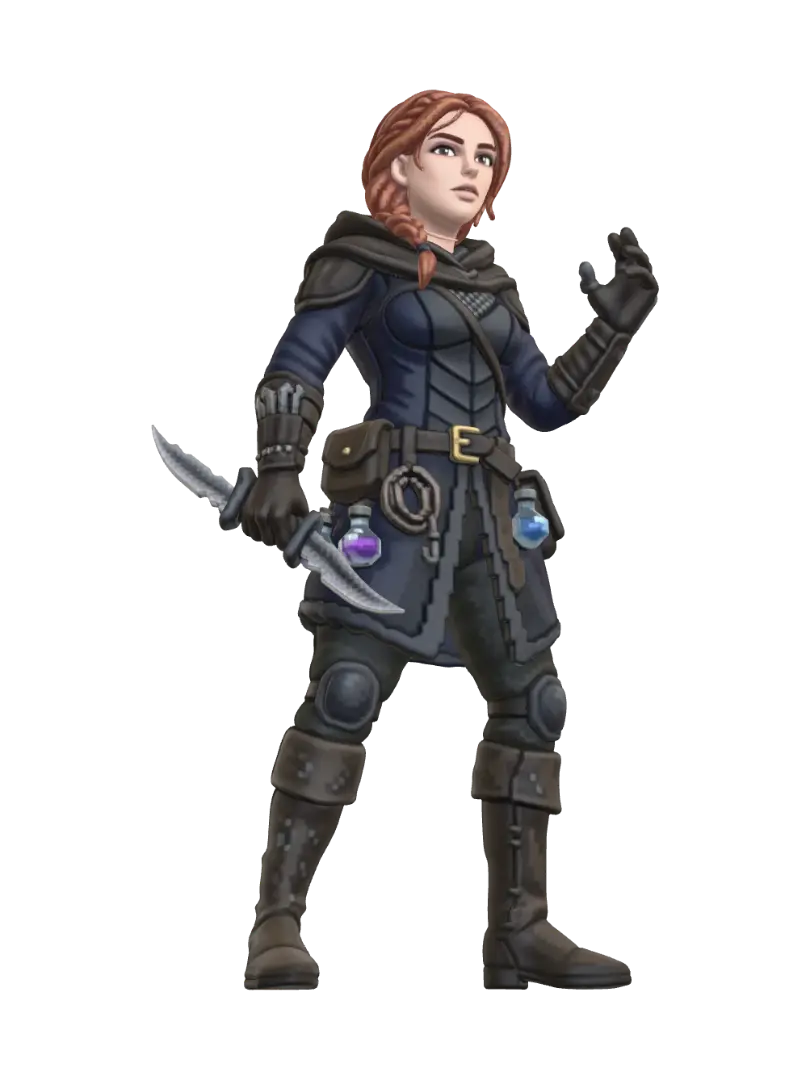 Rogue fem - Thief 3D model, vytvořený pomocí AI