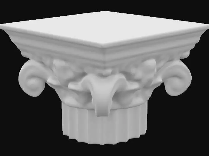 3D model for ultra realistic.architecture.create a capital.Hand carved details.very deep etched details.Thick and clean edges.Ensure all walls and features are thick. Include bold, recessed features with a depth of at least 2mm. Maintain sharp, clean lines. Embossed features to rise at least 2mm above the surface. Recess etched details at least 2mm deep for clarity.