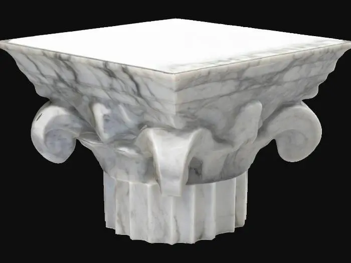 3D model for ultra realistic.architecture.create a capital.Hand carved details.very deep etched details.Thick and clean edges.Ensure all walls and features are thick. Include bold, recessed features with a depth of at least 2mm. Maintain sharp, clean lines. Embossed features to rise at least 2mm above the surface. Recess etched details at least 2mm deep for clarity.