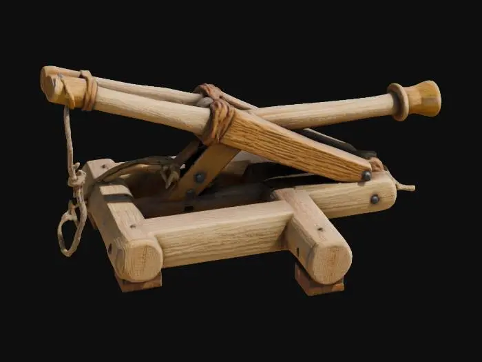 3D model for #Medieval Game Assets# . #game figure#. Masterpiece. create a  wooden Catapult . ultra-details.  ultra-realistic.natural- studio lights. 