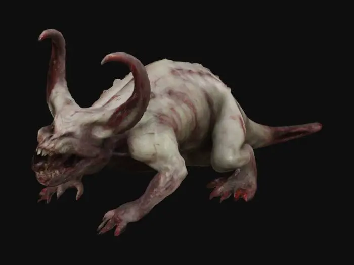 3D model for Art-Style:Pixar, ultra-realistic, a horned swamp Monster, detailed