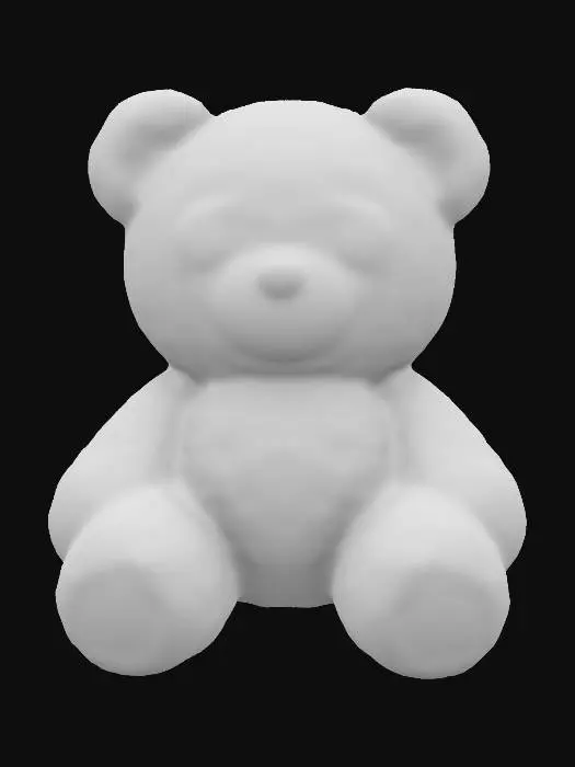 3D model for create a teddy bear, super cute, 3D,full body, standing, arms outstretched, oversized head, big blue eyes,  realistic, etched details, carved details. Thick and clean edges. Well-lit. apose, detailed face,character design,highest quality,highest resolution,insane detailed,