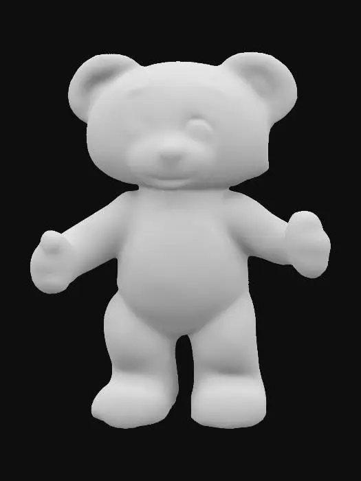 3D model for create a teddy bear, super cute, 3D,full body, standing, arms outstretched, oversized head, big blue eyes,  realistic, etched details, carved details. Thick and clean edges. Well-lit. apose, detailed face,character design,highest quality,highest resolution,insane detailed,
