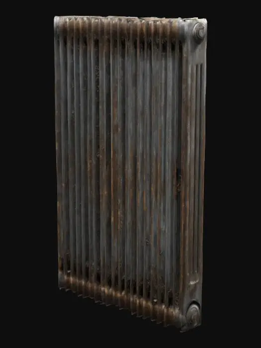 3D model for The object is a vertically rectangular, gray item featuring a series of parallel grooves and ridges, giving it a structured, industrial texture., 