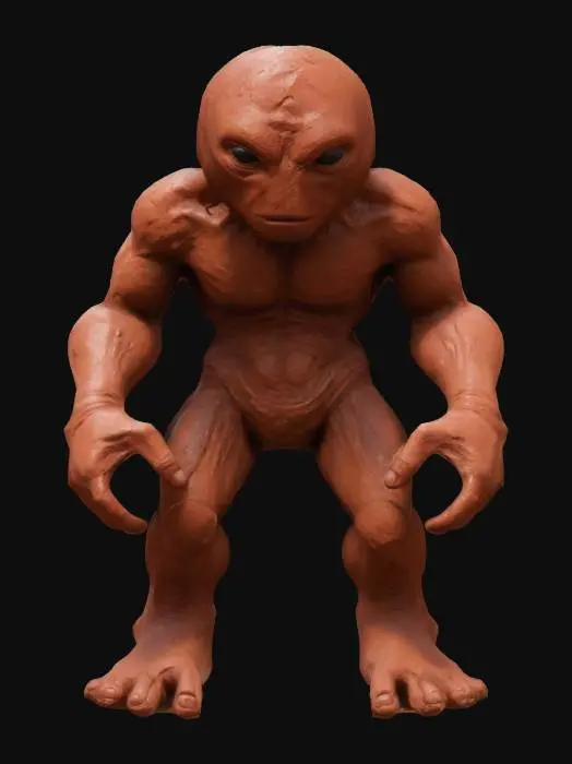 3D model for Ultra Realistic. create a Humanuid Bloobmen made from Red Clay, Bipedal Stone like Hybrid, could easily hide in rock unseen, Globular solid rocky like head with no visible ears, asymmetrical stone positions and layout of stacked stone slabs, rough, exaggerated heavy arms big fingers, aggressive fighting pose. feet/shoulder width apart, high resolution, best quality,detailed rocks,muted slightly vibrant colors,natural colors game asset, high Detailed, ell lit, Unreal Engine 5,distressed textures.