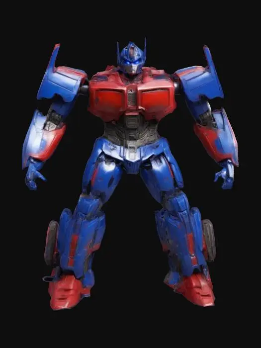 3D model for #game figure#, ultra-realistic."optimus prime". in red and blue color.well-lit
