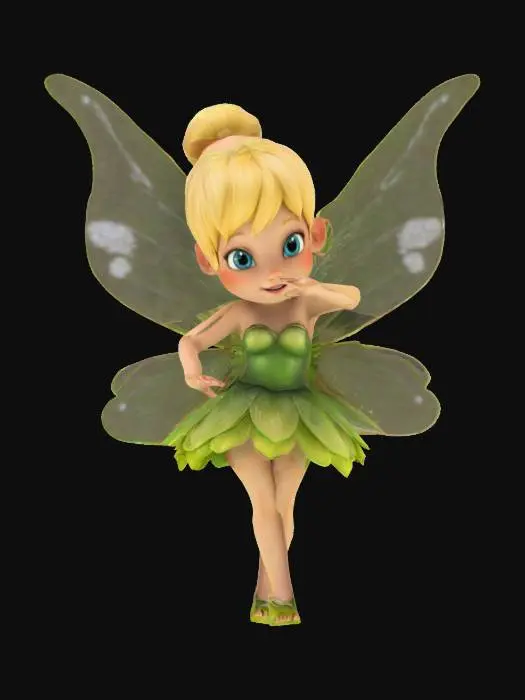 3D model for an ancient,mystic,realistic, #fairy#,Tinkerbell.Standing.Full body .A-pose.Use, #fairy#, colors .