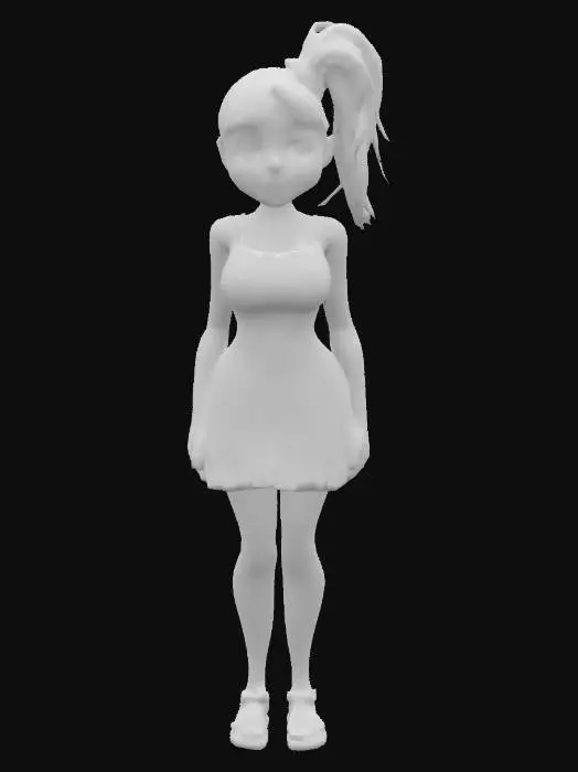 3D model for cartoonish; Art-Style:Pixar; ultra-realistic; A cute 20 year old Cave Female; Standing; full body, ;with great elegance; fantastic female proportion; she is wearing a short dress with leopard Pattern; she got pompous red Hair,in a Ponytail; Highly detailed. Highly textured. Bold embossed and deeply etched features.