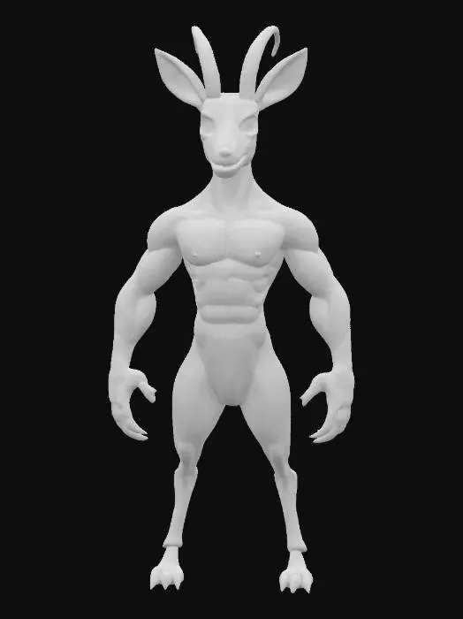 3D model for realistic. anthropomorphic. full body.a muscular anthro gazelle .ultra detailed fur texture covering body, good anatomy and realistic eyes. best quality