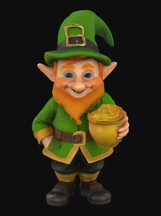 3D model for masterpiece. Irish leprechaun gnome. Pixar-style. high detailed best quality.
