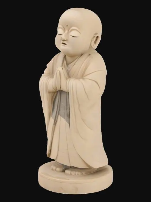 3D model for masterpiece. hand carved. stone jizo statue.  