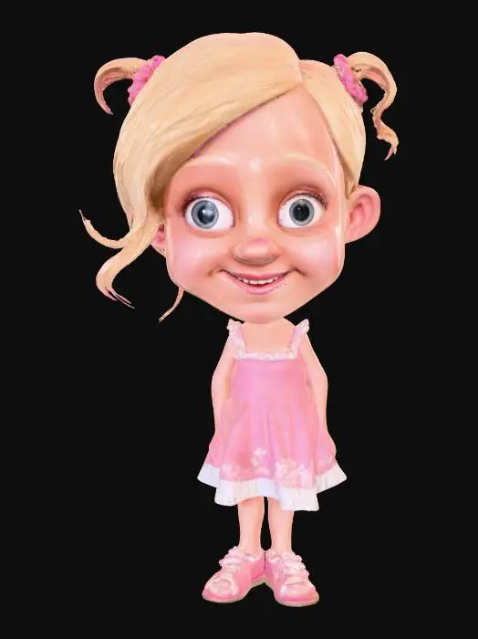 3D model for Ultra-realistic, highly detailed, cesarean caricature, full length portrait, dream works style, cute smiling look.