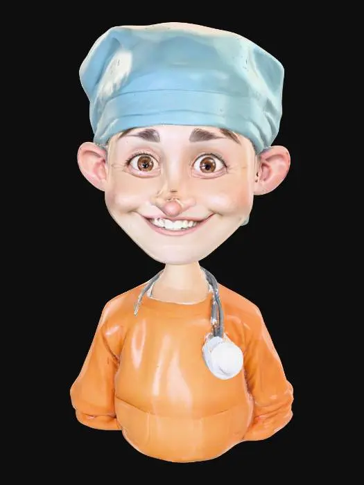 3D model for Ultra-realistic, highly detailed, cesarean caricature, full length portrait, dream works style, cute smiling look.