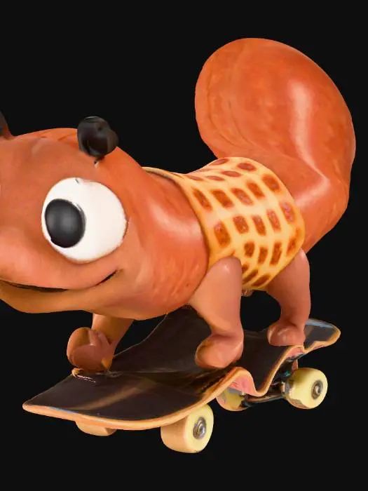 3D model for ultra realistic.a sausage riding on a skateboard . stylized