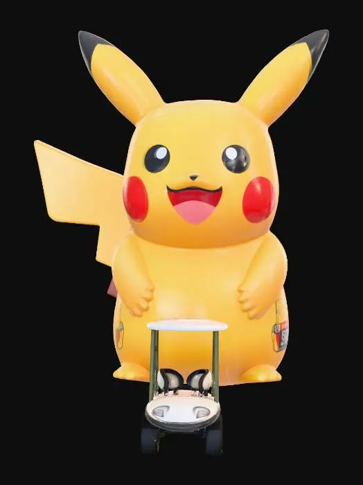 3D model for #Thanksgiving#, Parade Pikachu Adventure, Day Parade for Thanksgiving,pulled with thick ropes from a Golf Car.