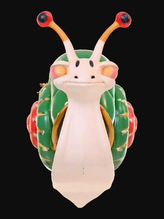 3D model for #Christmas2025#, Stylized , comic ,octan render , a Snail with a saddle and a xmas Tree as tail. hand colored. in the style of Pixar