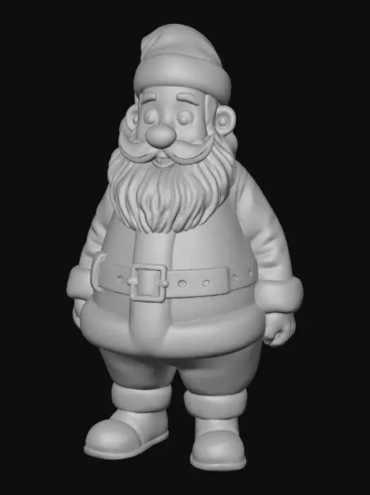 3D model for #Christmas2025#, Ultra-realistic, highly detailed, santa caricature, full length portrait, dreamworks style, cute smiling look.