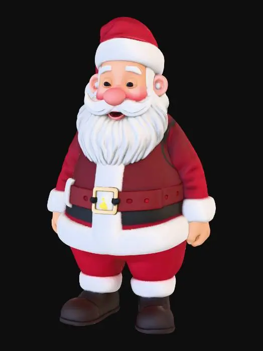 3D model for #Christmas2025#, Ultra-realistic, highly detailed, santa caricature, full length portrait, dreamworks style, cute smiling look.