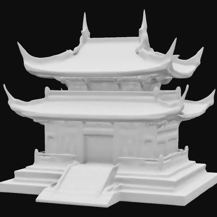 3D model for Ultra-Realistic,Create a rectangular Chinese pagoda, 3D, deep carved textures, natural realistic colors. distressed textures, Best quality, Well-lit. 
