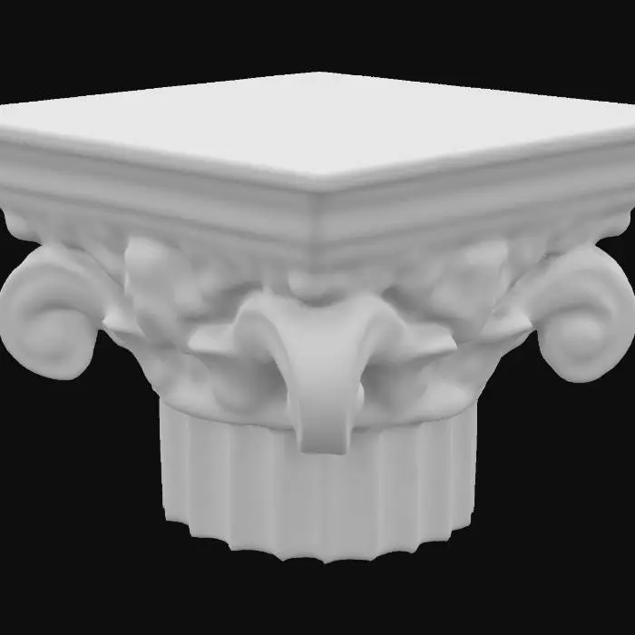 3D model for ultra realistic.architecture.create a capital.Hand carved details.very deep etched details.Thick and clean edges.Ensure all walls and features are thick. Include bold, recessed features with a depth of at least 2mm. Maintain sharp, clean lines. Embossed features to rise at least 2mm above the surface. Recess etched details at least 2mm deep for clarity.