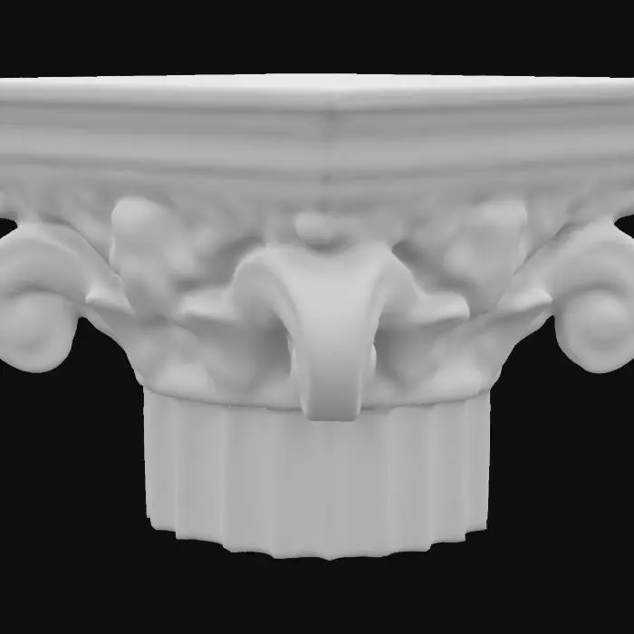 3D model for ultra realistic.architecture.create a capital.Hand carved details.very deep etched details.Thick and clean edges.Ensure all walls and features are thick. Include bold, recessed features with a depth of at least 2mm. Maintain sharp, clean lines. Embossed features to rise at least 2mm above the surface. Recess etched details at least 2mm deep for clarity.