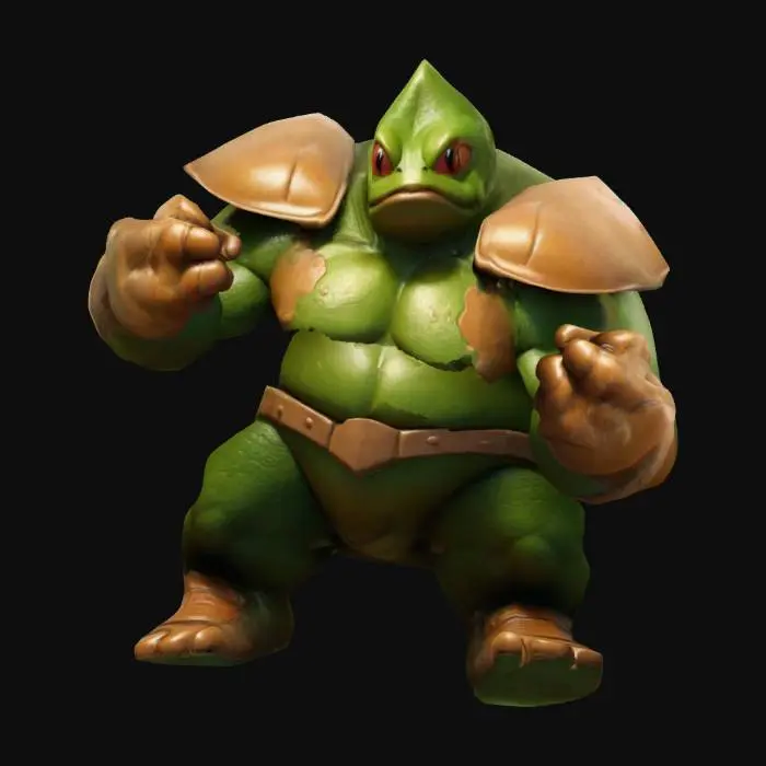 3D model for #cartoon character#.Battletoads.standing.T-Pose.game assets.muscular.Well-proportioned.
