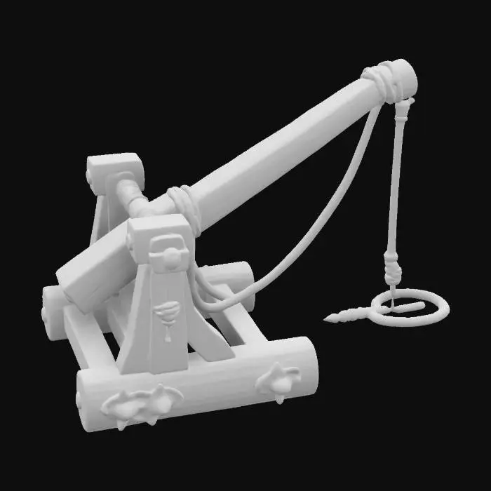 3D model for #Medieval Game Assets# . #game figure#. Masterpiece. create a  wooden Catapult . ultra-details.  ultra-realistic.natural- studio lights. 