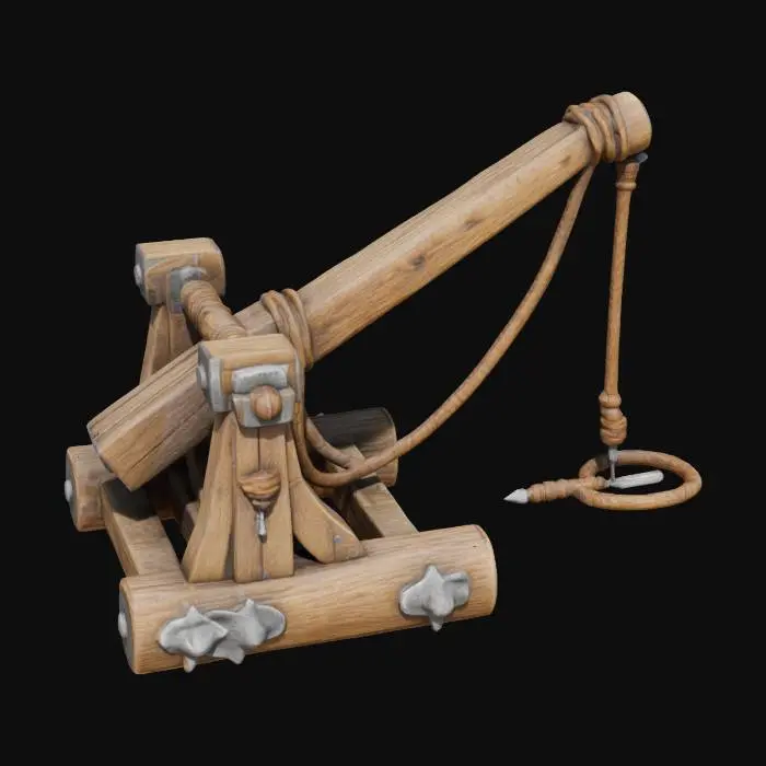 3D model for #Medieval Game Assets# . #game figure#. Masterpiece. create a  wooden Catapult . ultra-details.  ultra-realistic.natural- studio lights. 