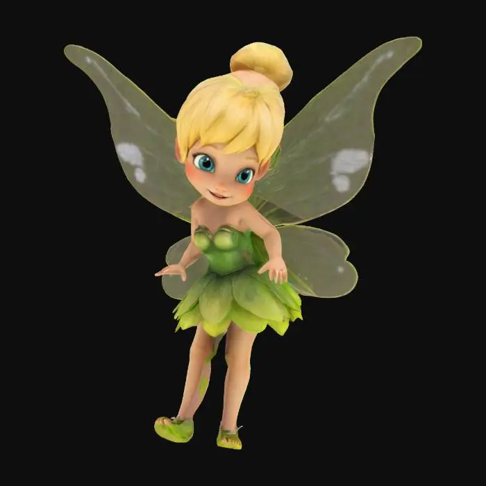 3D model for an ancient,mystic,realistic, #fairy#,Tinkerbell.Standing.Full body .A-pose.Use, #fairy#, colors .