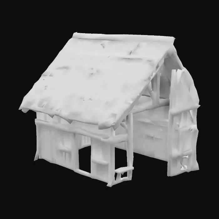 3D model for A #garden# village stable.  Clean lines.  Natural colors. Carved detail. Chunky. Well-lit.  Dungeons & Dragons. detailed, ultra-realistic.
