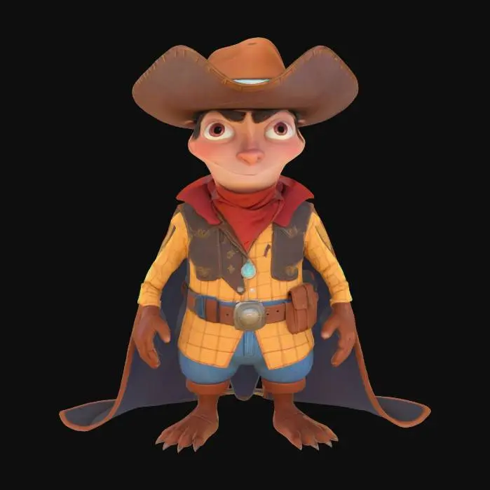 3D model for Art-Style: Pixar, ultra-realistic, all the textures are well lit and bright, ultra cartoonish colors.a salamander animal King. he is wearing Pirat Cloth he got blurred orange skin.ultra detailed .comic style. highly clean stylized look.game assets. ensure solid printable figurine.