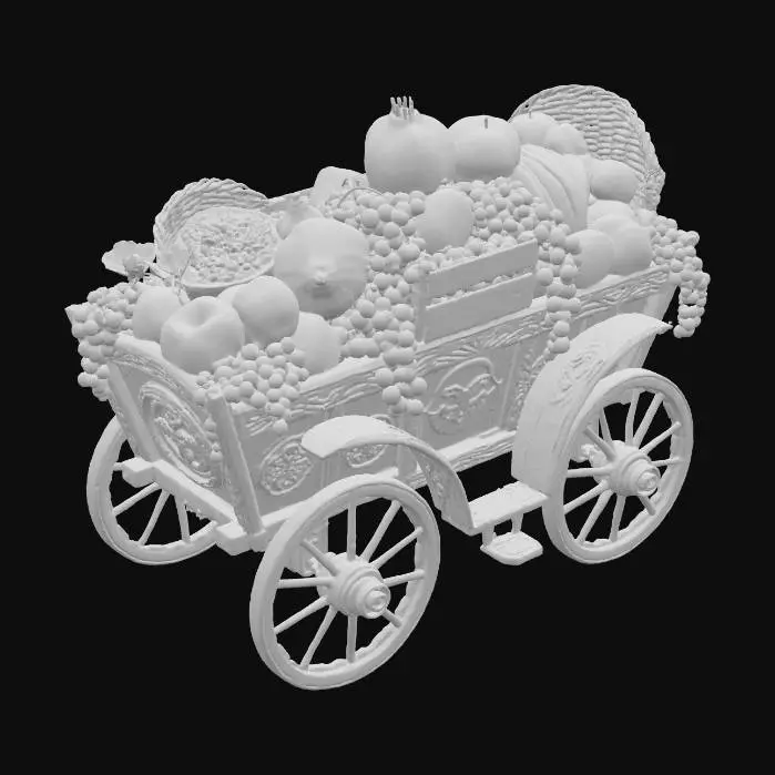 3D model for medieval hand carriage Bountiful Harvest, #food#