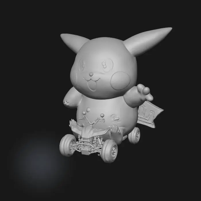 3D model for #Thanksgiving#, Day Parade, inflating Balloon ,fife storage high Pikachu , Tight with ropes to a ATV  on main street.