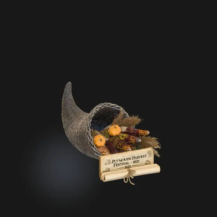 3D model for Cornucopia Celebration, add text 1621 to the sign #Thanksgiving#