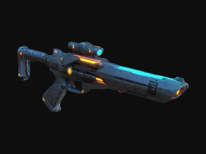 3D model for A mid poly sci-fi gun with scope and emitting light #ChronoForgeWeapon#