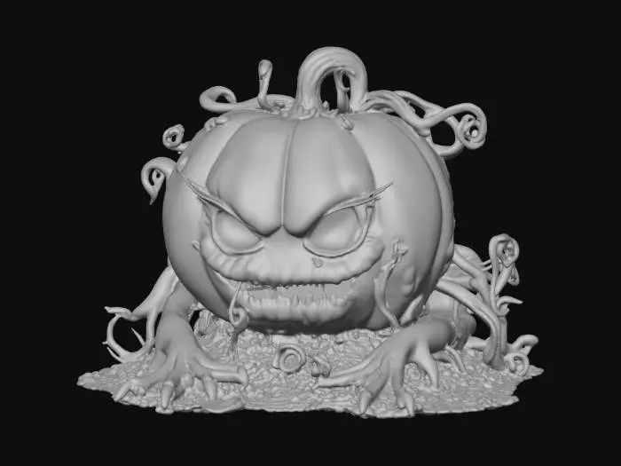 3D model for pumpkin headed beast starting to emerge from the ground