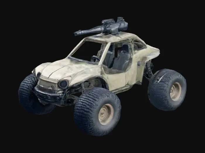 3D model for mini buggy with suspension and machine gun on the roof