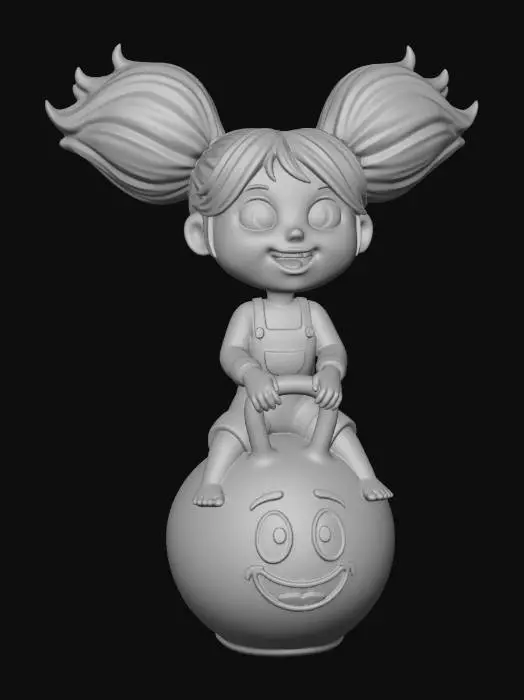 3D model for Joyful Pigtails on a Blue Kettlebell