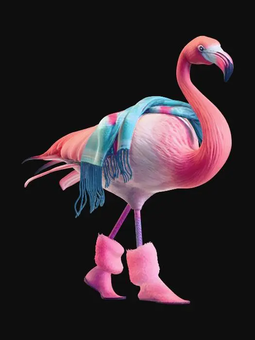 3D model for Flamingo in Boots and Scarf