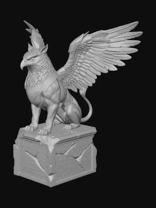 3D model for Runic Griffin on Stone Pedestal