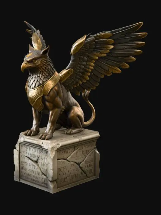 3D model for Runic Griffin on Stone Pedestal