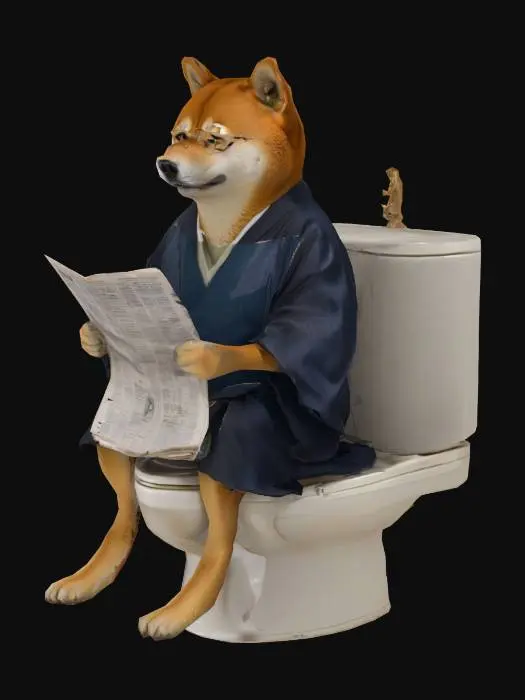 3D model for kimono shiba inu on toilette