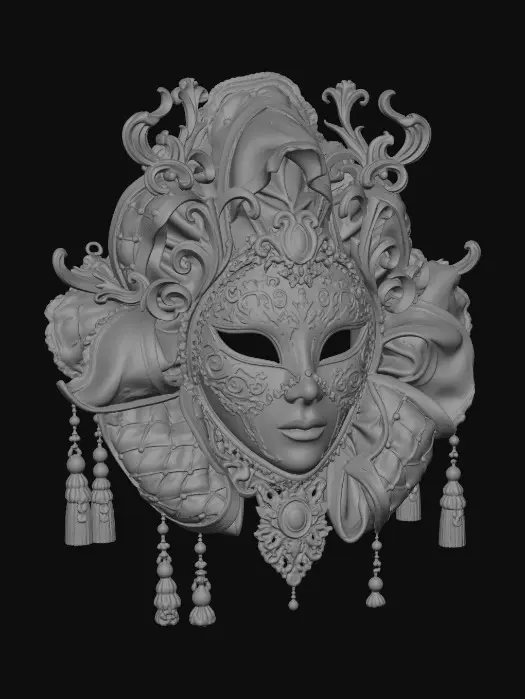 3D model for Ornate Blue and Gold Venetian Mask