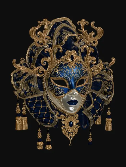 3D model for Ornate Blue and Gold Venetian Mask