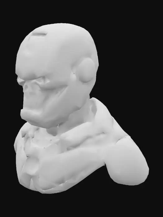 3D model for ironman con casco roto y calavera en su interior