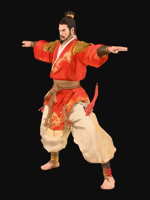 3D model for low poly wuxia martial artist in T pose
