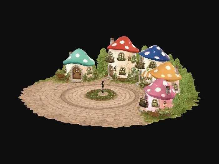 3D model for Mushroom Town Square