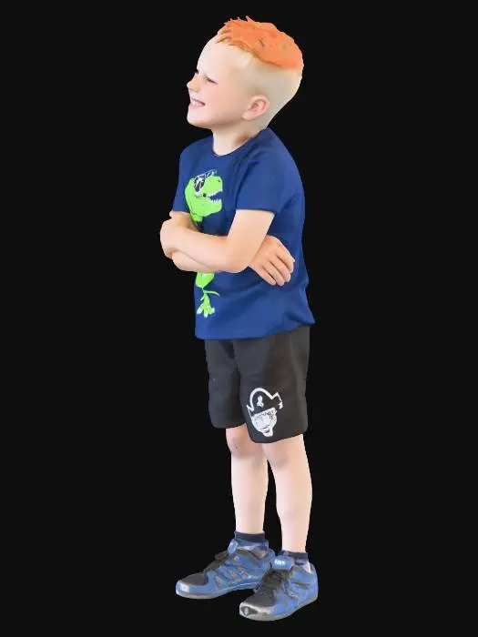 3D model for Smiling Child in a Dinosaur Tee