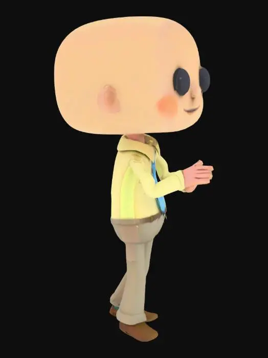 3D model for a goofy stylized low poly officer worker, just a very minimal vertx character, does not need much details, just need to have humanoid shape with head, body arms and legs