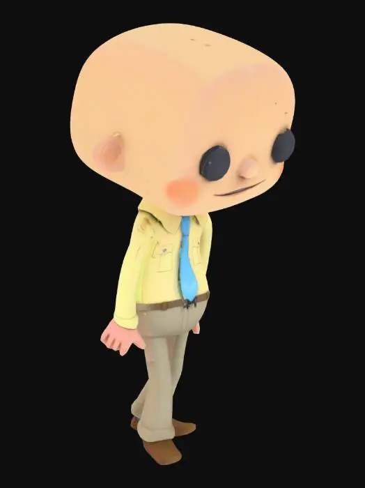 3D model for a goofy stylized low poly officer worker, just a very minimal vertx character, does not need much details, just need to have humanoid shape with head, body arms and legs